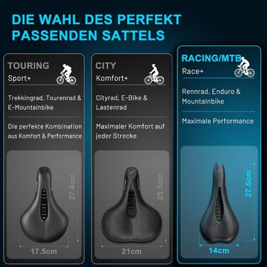 Велосипедне сідло TECHCYC з Memory Foam: комфортне, дихаюче, амортизуюче. Ергономічне сідло з підвіскою для чоловіків та жінок (Mountainbike). Доступно в 3 варіантах.