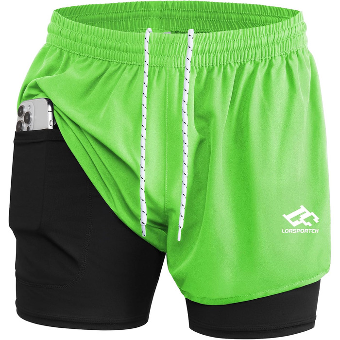 Чоловічі шорти 2-в-1 для спорту та занять на відкритому повітрі (зелені)