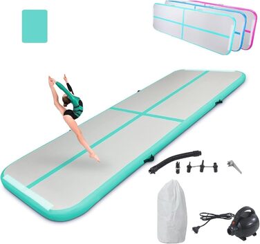 Надувна гімнастична матка LSLIFE для дому, 4м, з електричним насосом, для гімнастики, йоги, тренувань дітей