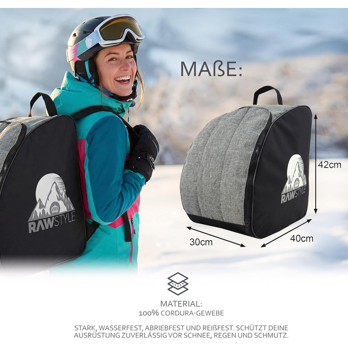 Чохол для лижних черевиків Rawstyle: рюкзак для лиж, черевиків, шолома, хард- та софт-боти, інлайни. Сірий, модель 3