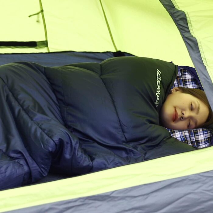 Спальний мішок Redcamp Baumwoll-Flanell для кемпінгу, 3 сезони, теплий та комфортний, вага 1.8-2.9 кг, колір морський блакитний