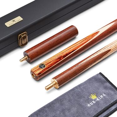 Cue-King Premier 400: Більярдний кий преміум-класу, ручної роботи, 144.8 см, 510 г, 3/4 з чохлом, з деревом Zebra, Hardcase, подовжувач, мікрофібровий рушник для кия, снукерний/пульний кий