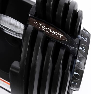 Набір регульованих гантелей TechFit для фітнесу та силових тренувань, 5-40 кг, металеві, нековзна ручка, компактні, для дому та спортзалу