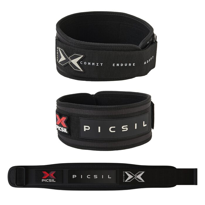 Підтягуючий пояс для важкої атлетики PICSIL, підтримка попереку, для ривку та поштовху, схвалений для змагань, з пряжкою, чорний