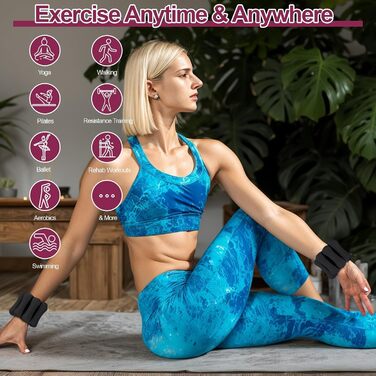 Набір обтяжувачів для ніг та рук WELSPO, 0.9 кг (по 0.45 кг), силіконові обтяжувачі для тренувань, йоги, пілатесу, чорного кольору