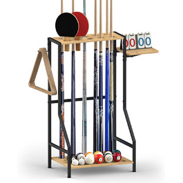 Стійка для більярдних київ YBING: тримає до 10 київ, бамбукова, з невеликою поличкою