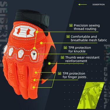 Рукавички велосипедні Seibertron Dirtclaw без пальців, гелеві, амортизуючі, антиковзкі, для мотоцикла, BMX, MTB, перегонів, спорту, дихаючі (Помаранчеві, Юніор XS)