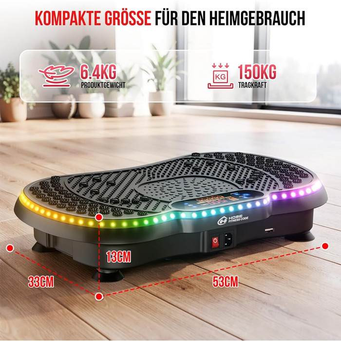 Віброплатформа для фітнесу 2026 з Bluetooth, LED-підсвіткою та 200 рівнями інтенсивності для схуднення та зміцнення м'язів вдома
