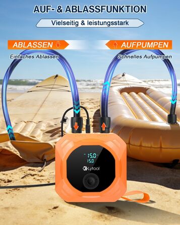 Електричний насос для SUP Lytool 50 PSI з автовимкненням для дощок, човнів, каяків, шин авто та велосипедів (12V)