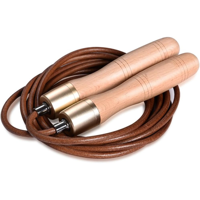 Стрибкове канат зі шкіри з дерев'яною ручкою, 2.4 м, аксесуар для фітнесу