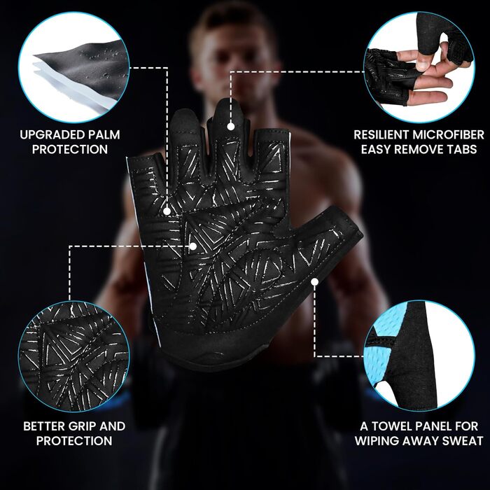 Фитнес-рукавички Westwood Fox для жінок та чоловіків: дихаючі рукавички для важкої атлетики, фітнесу, велоспорту та тренувань з товстою підкладкою та захистом долоні, антиковзне покриття, колір аква, розмір M