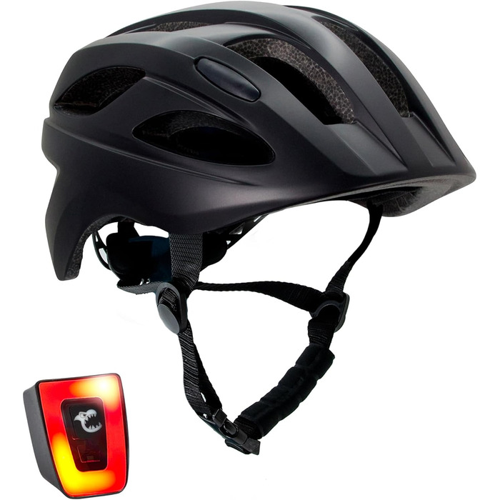 Дитячий велосипедний шолом Crazy Safety, чорний, 54-58 см, з USB-підсвіткою, для дітей 6-12 років, для велосипеда, скейтборда, роликів, регульований