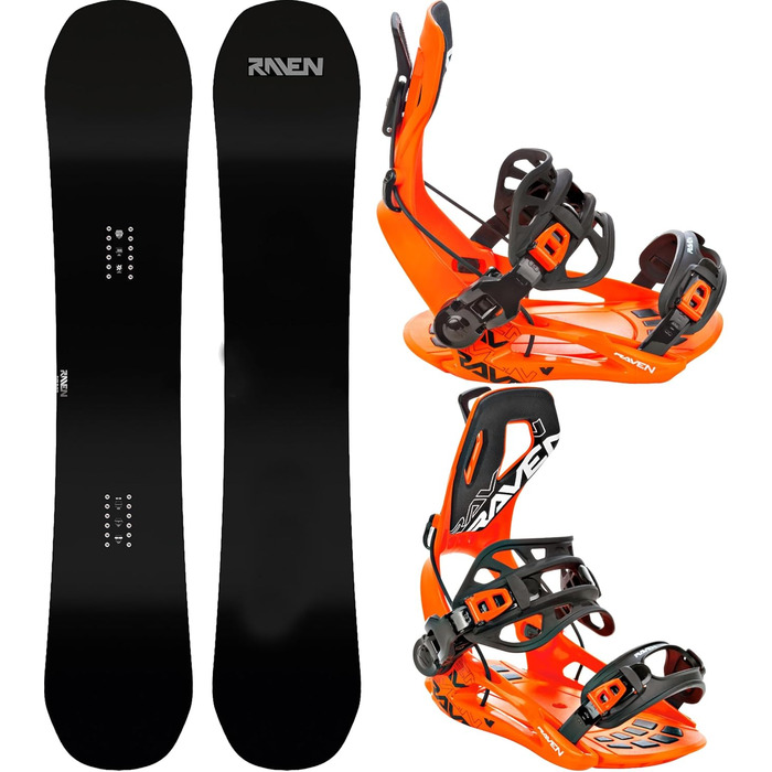Сноуборд RAVEN Pure Black + Кріплення Lemon: Комплект для сноубордингу (154 см, FT360 Orange)