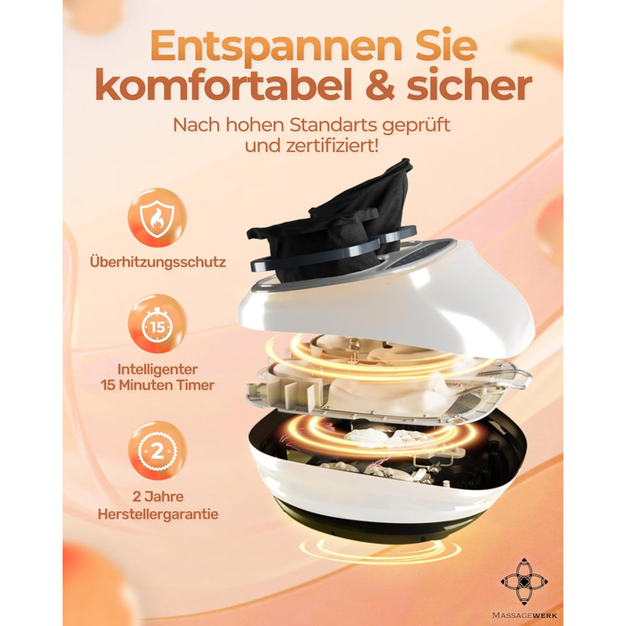 Електричний масажер для ніг преміум-класу | EMS масажер для ніг з функцією Shiatsu, вібрації та підігрівом. Покращує кровообіг, знімає біль при п'яткової шпори та нейропатії. Підходить для розміру ноги до 45. Білий колір