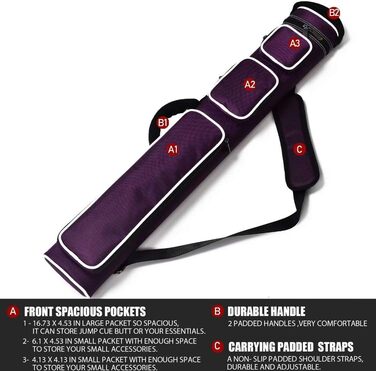 Більярдний кий Collapsar 2x4 Hart з чохлом, фіолетовий нейлон