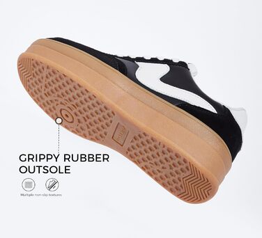 Жіночі кросівки на платформі LUCKY STEP – модні масивні кросівки, зручні шнурівки для повсякденного носіння та прогулянок з прошитими деталями, чорно-білі, 38 EU