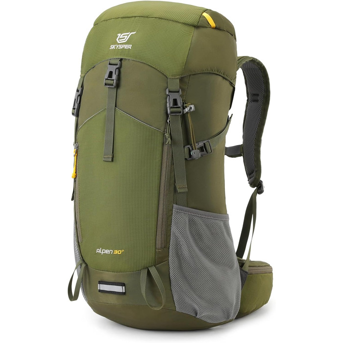Рюкзак SKYSPER Alpen30 30л для туризму, з вентильованою спинкою, армійсько-зелений, для походів і гір, міський туристичний рюкзак