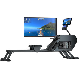 Гребний тренажер Skandika Nemo III Hybrid з водним та магнітним опором, 32 рівні електроні контролю опору, 15 програм, до 200 см, сумісний з додатком, для дому | Гребний тренажер, фітнес-обладнання для дому