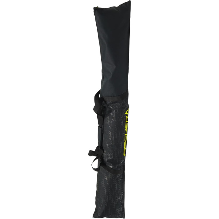 Чохол для гірських лиж Fischer Eco Alpine, компактний і міцний, легкий, складаний, з подвійною блискавкою та м'якими ручками, для одного комплекту лиж, чорний/жовтий, 175 см