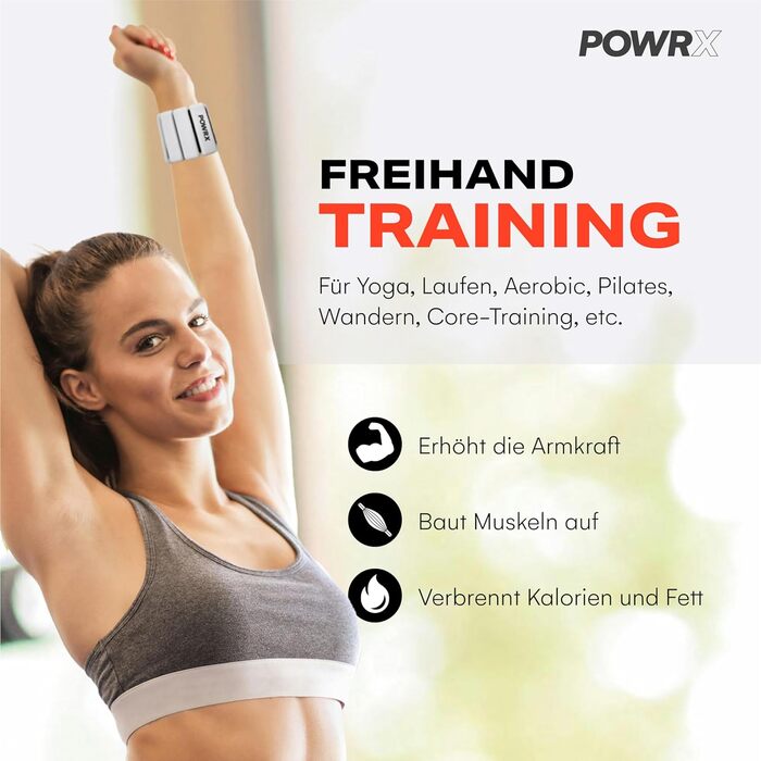 Ваги для зап'ястя PowrX для чоловіків: високоякісний силікон, нержавіюча сталь, зручні, легкі у чищенні, антибактеріальні, для фітнесу, тренувань, подорожей - Білий