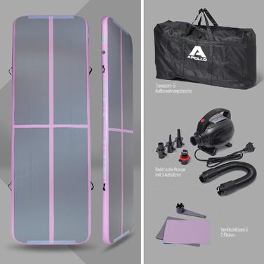 Надувний гімнастичний мат Apollo Air Mat Pro для дорослих і дітей, 3м/4м – гімнастичний аеромат для дому та вулиці