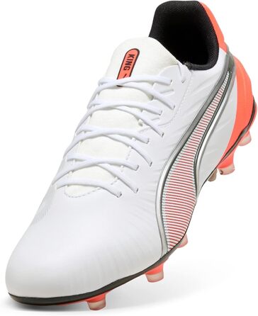 Футбольні бутси PUMA King Match Fg/Ag (46.5 EU) – білий/сріблястий/червоний, унісекс