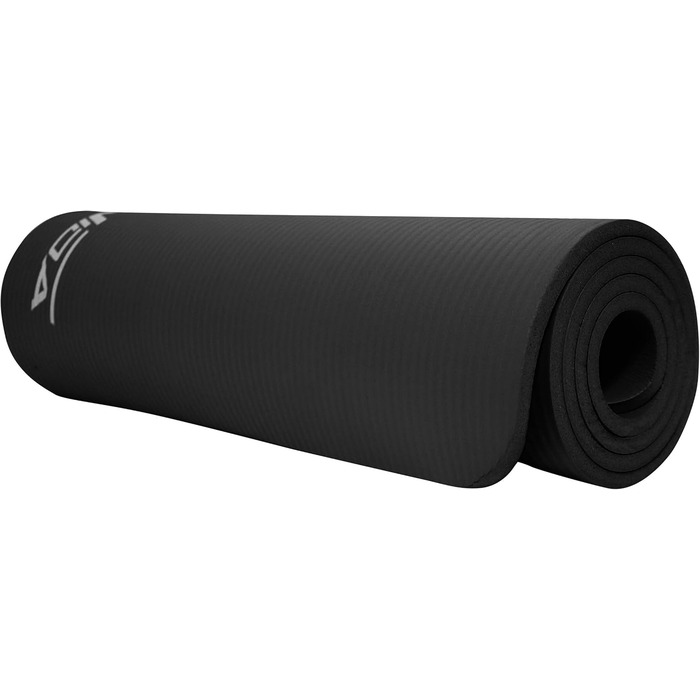 Килимок для йоги SportVida з нековзким покриттям, NBR, 180 x 60 x 1 см. Килимок для фітнесу, тренувань вдома, з ручкою для перенесення, 2 розміри, 6 кольорів (чорний, бірюзовий)