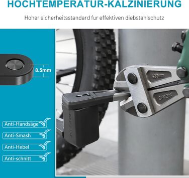 Надійне велозамок Faltschloss 86 см з 3 ключами: захист від крадіжки, міцний, з карбонової сталі, з кріпленням