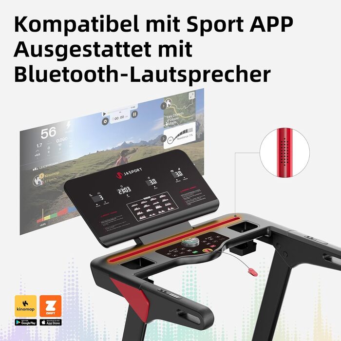 Бігова доріжка JASPORT L3 для дому, складна, тиха, Bluetooth, 4 к.с., до 20 км/год, 18% нахил, 1340x480 мм, до 120 кг