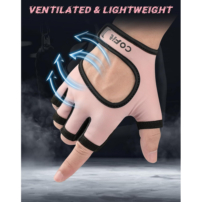 Рукавички для фітнесу COFIT: дихаючі, з підтримкою зап'ястя, для жінок та чоловіків, тренування, важка атлетика, спортзал, бодібілдинг, рожеві, розмір M