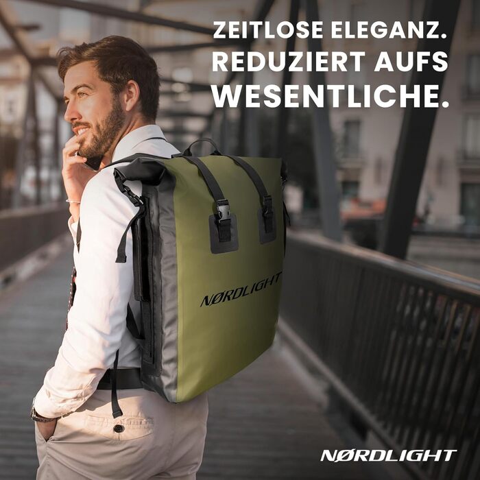 Водонепроникний рюкзак Nordlight Dry Bag 35л з ролтопом, з м'яким плечовим ременем. Підходить для водного спорту, велосипеда, кур'єра, трекінгу та риболовлі (Оливковий, 35 л)