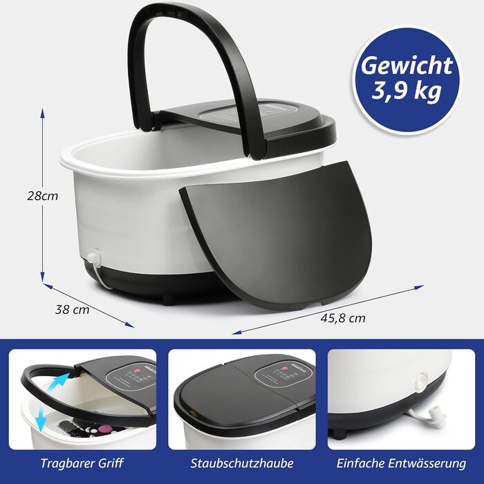 Електричний масажер для ніг з підігрівом та функцією джакузі Mia&coco. Шиацу, пресування, розминання, вібрація.