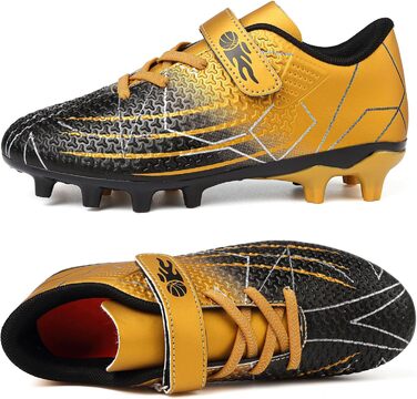 Дитячі футбольні бутси з шипами, професійні, чорно-золоті (35 EU)