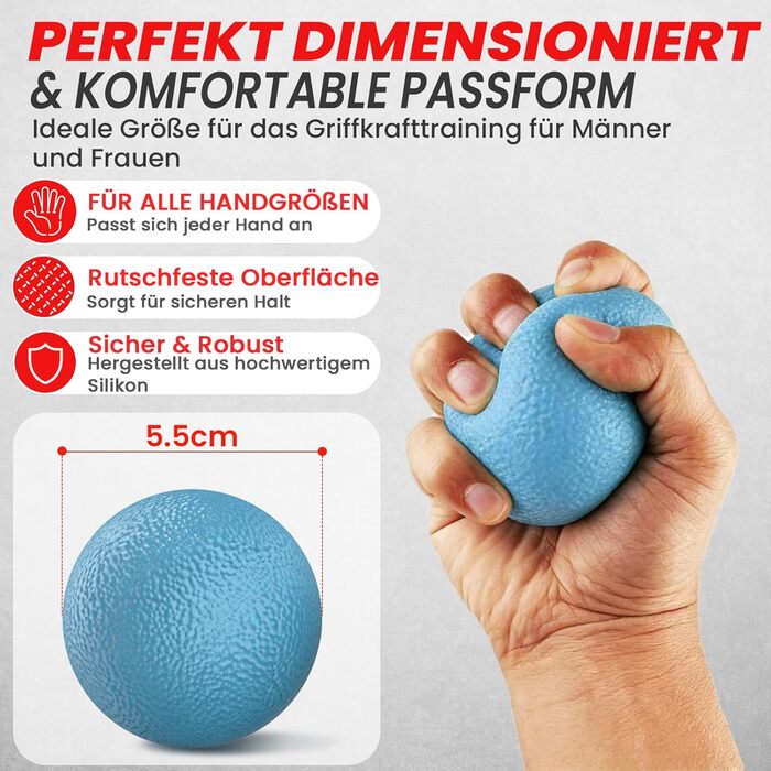 FUNFLEX Griffkraft Trainer Set: Розвиток сили рук, передпліч та пальців - тренажер для хвату, кільце для тренування кистей рук (Ozean 9)