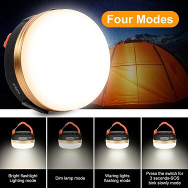 Ліхтар кемпінговий Flintronic LED, 2 шт., USB зарядка, Powerbank 1800mAh, 4 режими, помаранчевий - для походу, риболовлі, аварійного освітлення