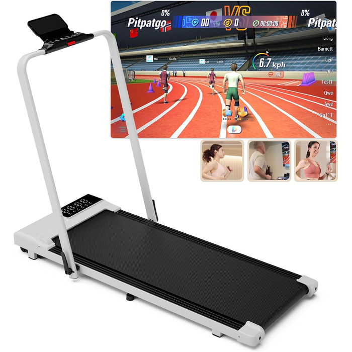 Бігова доріжка DeerRun Raceable для дому, макс. 136 кг, складана, з APP-керуванням, тренуваннями та змаганнями, підходить для офісу та сучасних пристроїв