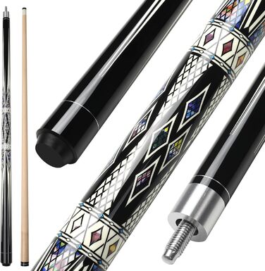 Більярдний кий Pool Queue 58 дюймів, тверде дерево, 13 мм наконечник, для професійних гравців, 1/2 кий, чорний