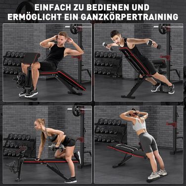 Регульована складана лава для тренувань з гантелями, 363 кг, з підставкою для ніг, упором для преса та подовженою спинкою, багатофункціональний фітнес-обладнання для дому