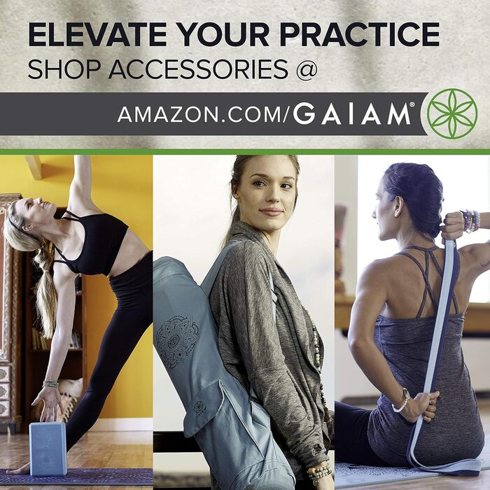 Складаний килимок для йоги Gaiam 172×61×0,2 см, для йоги, пілатесу та фітнесу, дорожній, Midnight Marrakesh