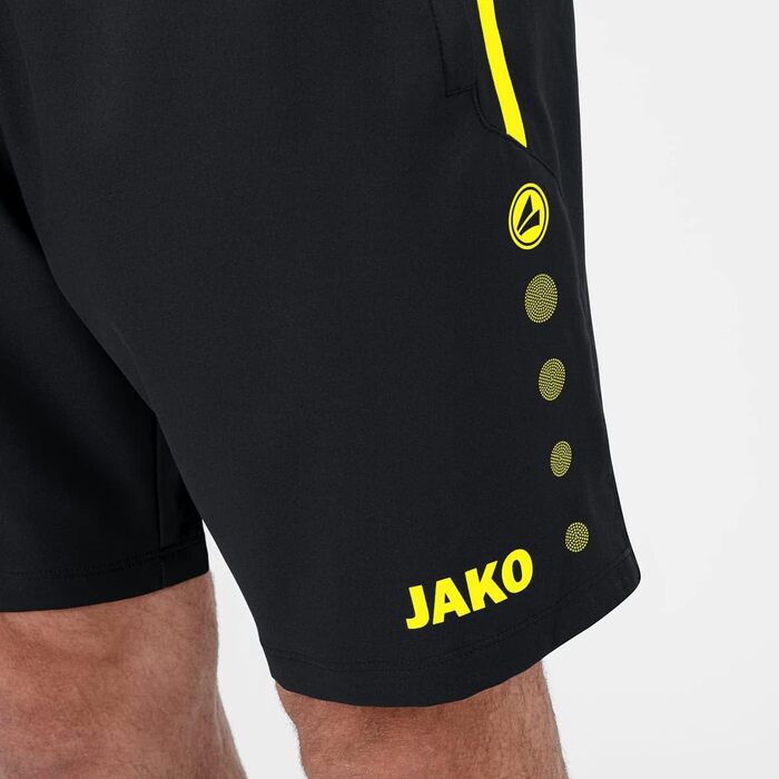Дитячі спортивні шорти JAKO Competition 2.0 6218 чорні з неоновим жовтим, розмір 140