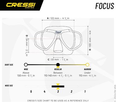 CRESSI Focus маска для дайвінгу та снорклінгу, чорна з дзеркальною Spectra срібною лінзою, універсальний розмір, унісекс