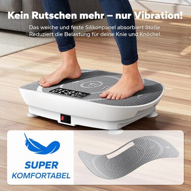 Вібраційна платформа MERACH для формування тіла та розслаблення. Тиха, компактна, з LED-дисплеєм, пультом дистанційного керування та зручним силіконовим покриттям. Сірий колір