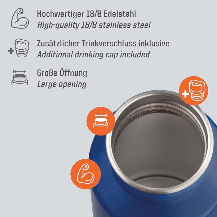 Пляшка для води Esbit Pictor 550 мл Water Blue, спортивна з кришкою-луп та спортивним клапаном