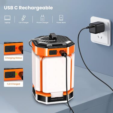 Кемпінгова лампа BICKON: 60 LED, 25 годин роботи, 4000mAh, 5 режимів, регулювання яскравості, для кемпінгу, походу, надзвичайних ситуацій