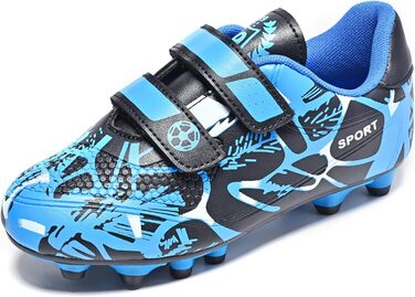 Дитячі футбольні бутси Unisex, дихаючі, для хлопчиків та дівчаток, легкі, антиковзаючі, 28-37 (31 EU), синьо-чорні