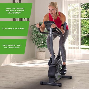 Велотренажер Tunturi Cardio Fit E30 з магнітною системою, LCD-дисплеєм, датчиками пульсу та тримачем для планшета, домашній ергометр для фітнесу