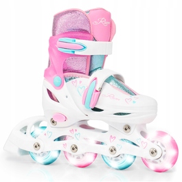 Регульовані ролики RAVEN Loret Glitter White/Mint/Pink (розмір 30-33) з LED-колесами
