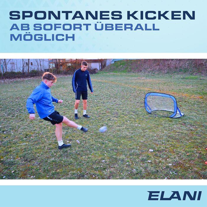 ELANI – складні футбольні ворота для дітей, подвійно посилені, з маленькою сумкою та 8 кілочками для саду