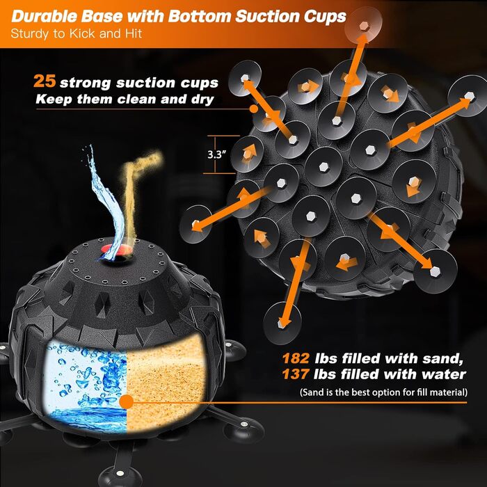 Стенд-боксерська боксерська сумка Dripex для дорослих, чорна, з 6 регульованими ніжками