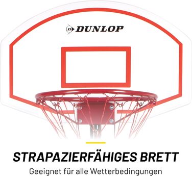 Баскетбольний кошик Dunlop зі стійкою, регульований, 71x45 см, пластик, чорний, для вулиці, висота 165-205 см